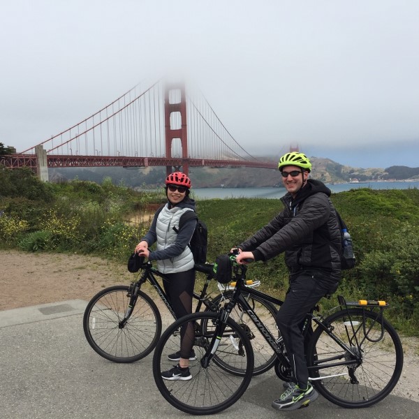 bicycle riding Golden Gate Bridge