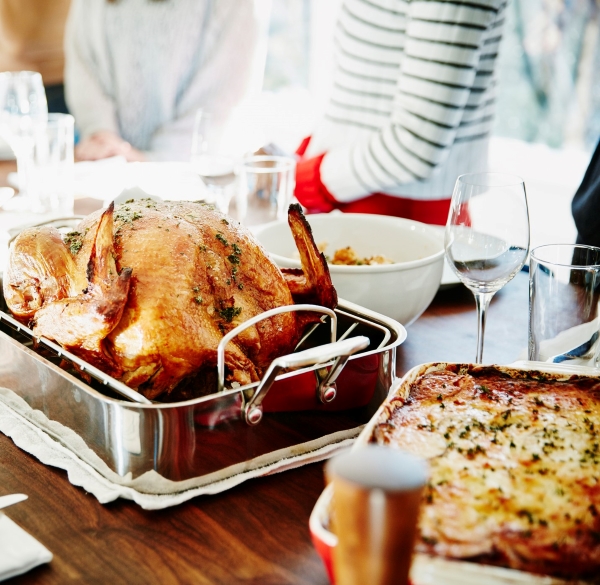 image dinner table with turkey thanksgiving