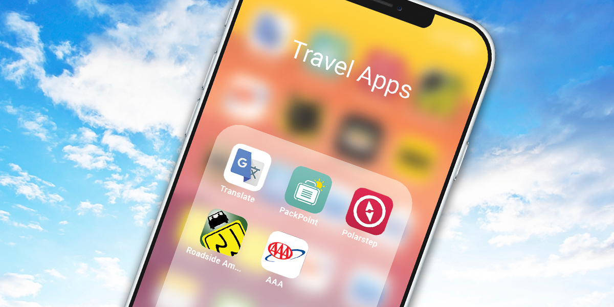 smartphone with travel apps