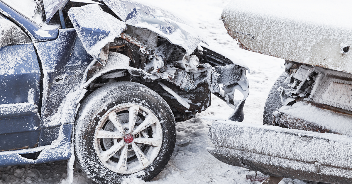 Car accident in the winter