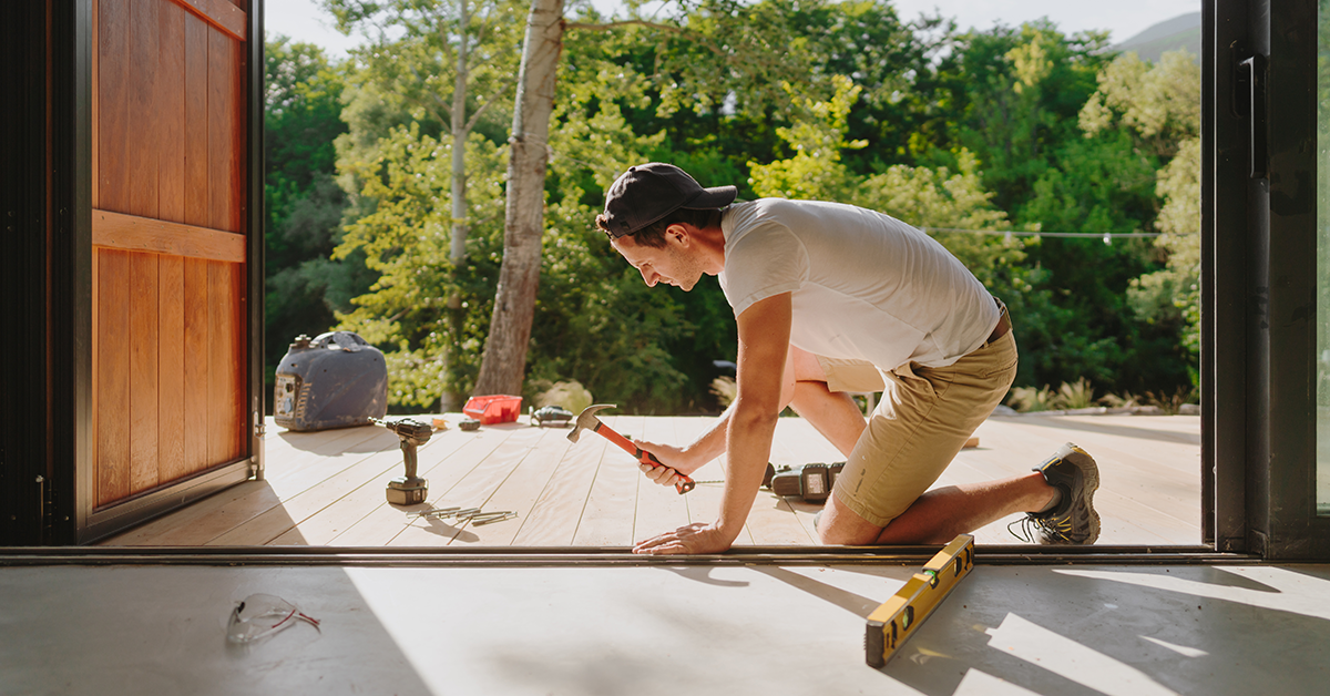 working on porch