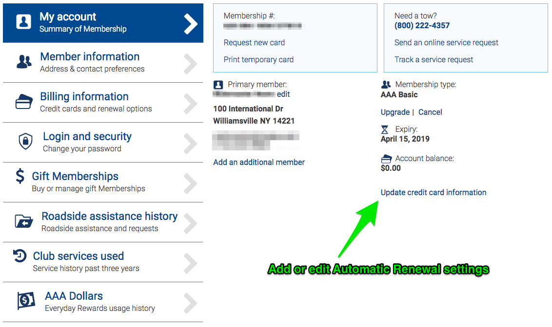 Automatic Renewal Payment Settings