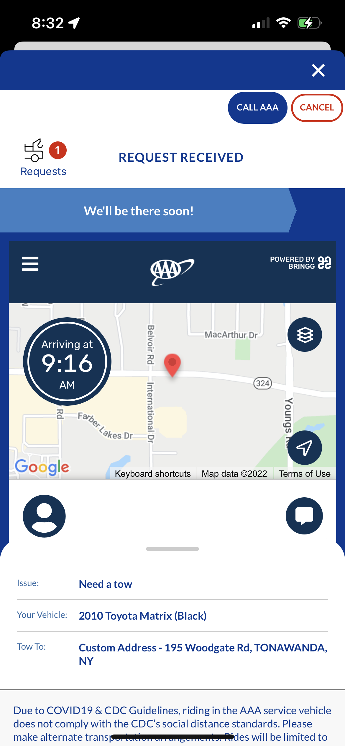 app roadside assistance home screen